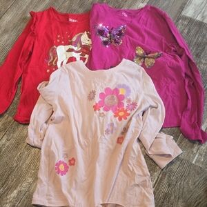 Wonder Nation Long Sleeve Tees - Red, Pink, and Cream